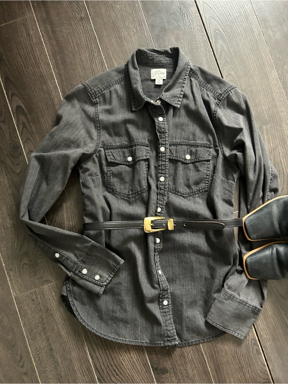 J. Crew Washed Black Denim Shirt 8